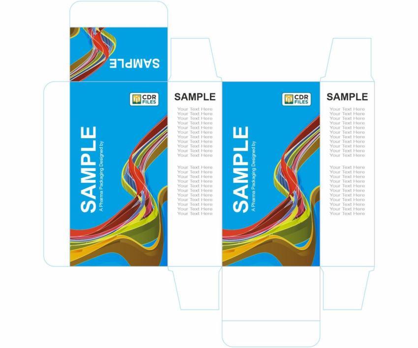 Editable Ranbow colour Wave Pattern vector Pharma Packaging Design