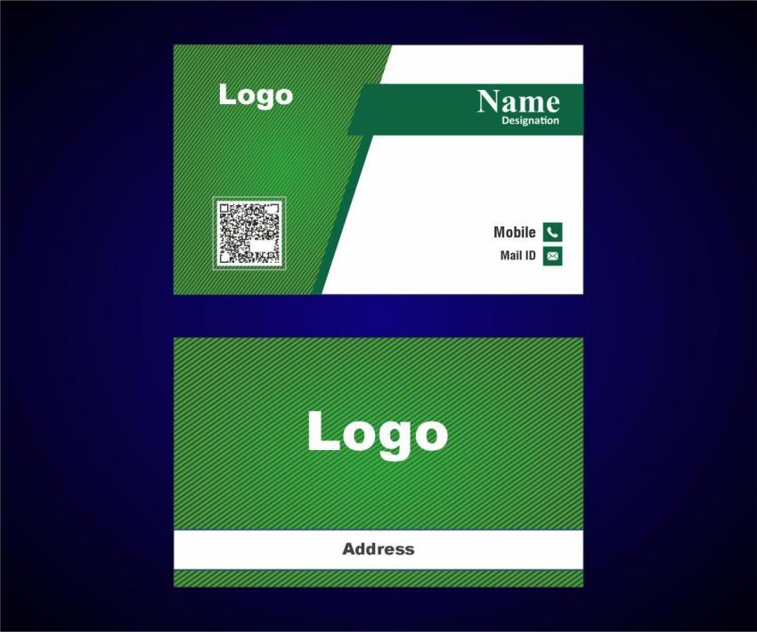 Green Line Pattern Design Visiting Card Fron Back