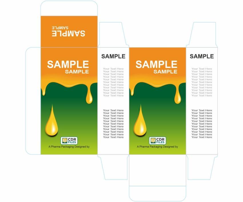 Orange Honey Drops with Green Background Cough Syrup Packaging CDR Design