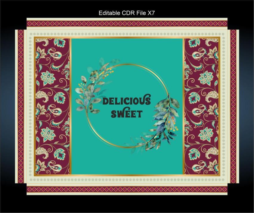 Colourful flower pattern maroon cream sweet box packing design