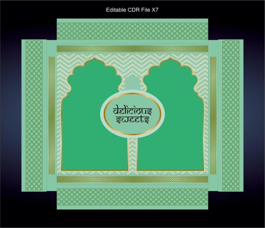 Sweet packing box design wave lines sea green vector cdr