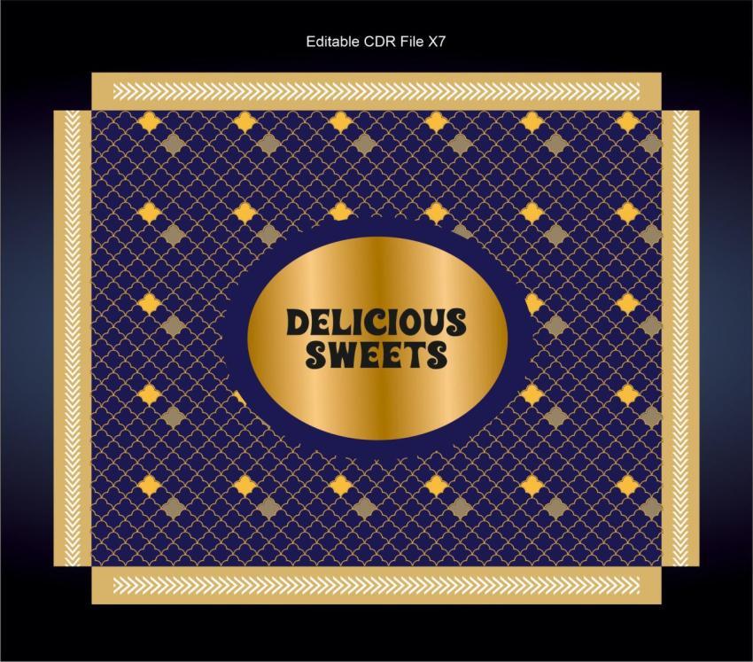 Golden blue texture vector pattern for sweet box packing design