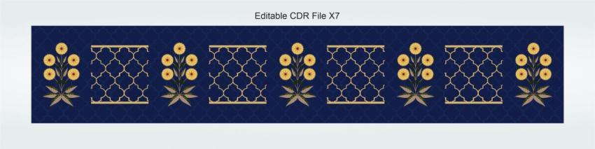 Gold vector flower and gril pattern on blue background