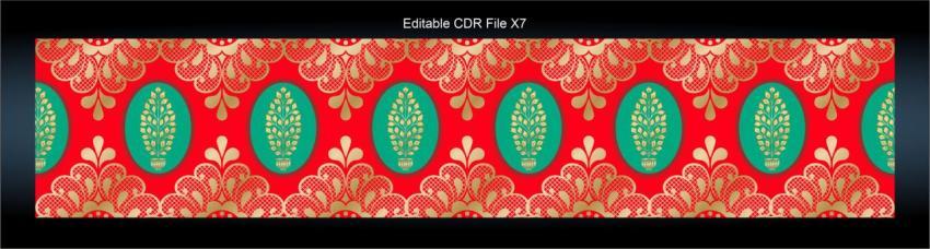 Saree and luxury envelope card border design golden floral with red background