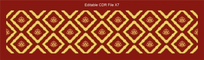 Golden square box with gold vector floral on maroon border design pattern