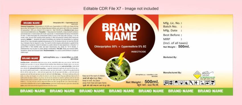 Chlorpyriphos 50% with cypermethrin 5% insecticide design for agriculture crop farmer red green