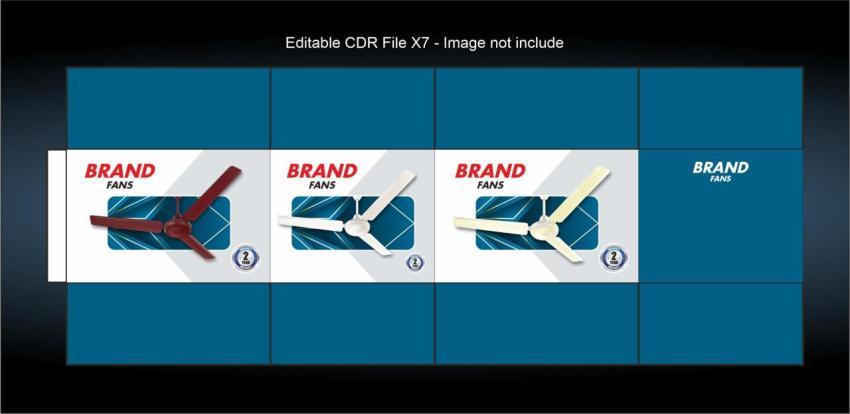 Editable eeiling fan design blue grey, white cdr file