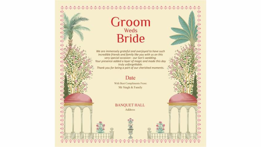 Editable Wedding Invitation Card Vintage Style Light Golden