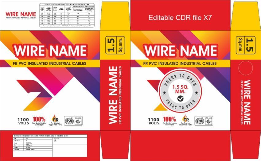 Multicolour red orange blue design pattern electrical wire packaging