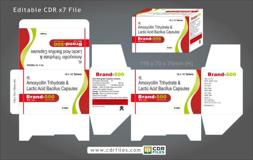 Amoxycillin Trihydrate & Lactic Acid Bacillus Capsules Design 04 Pharma Box cdr