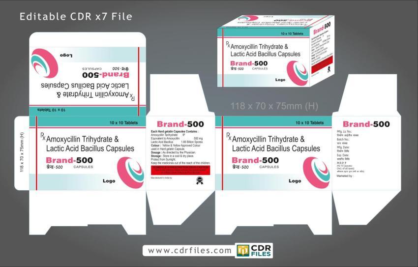 Amoxycillin Trihydrate & Lactic Acid Bacillus Capsules Design 03 Pharma Box
