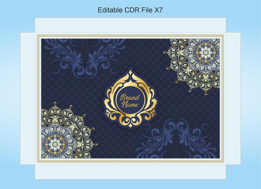 Premium marriage card gift box design golden vector floral with dark blue background