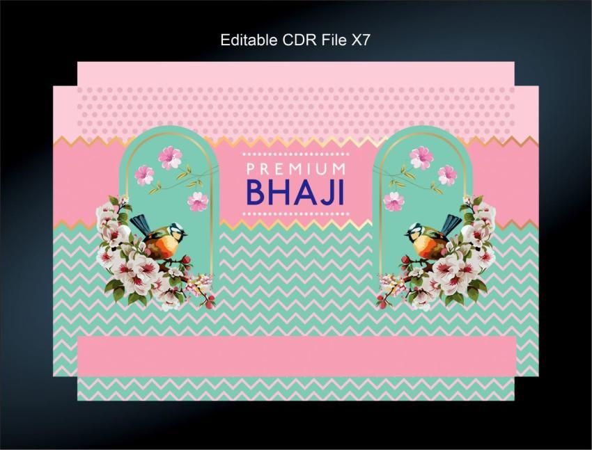 Pink and sea green colour waves with bird and flower pattern for premium bhujiya packing box