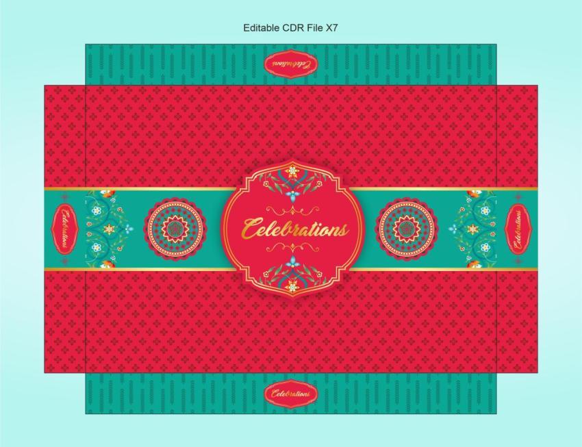 Luxury sweet packigng carton red background and golden foiling theme