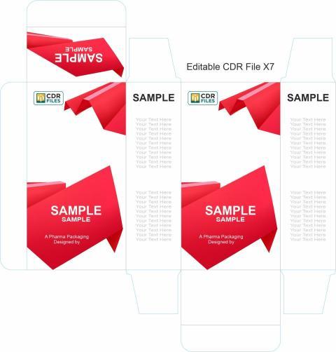 Editable Red colour Waves Pattern Design Syrup Suspension Mono Carton