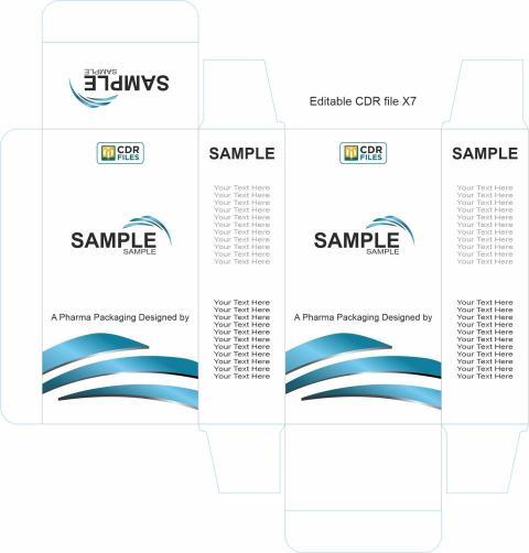 Blue 3 Shiny Waves Design Syrup Pharma Suspension Packaging Mono Carton