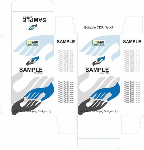 Blue Black Caring Hand Shape Logo Design Pattern on Syrup Suspension Mono Carton