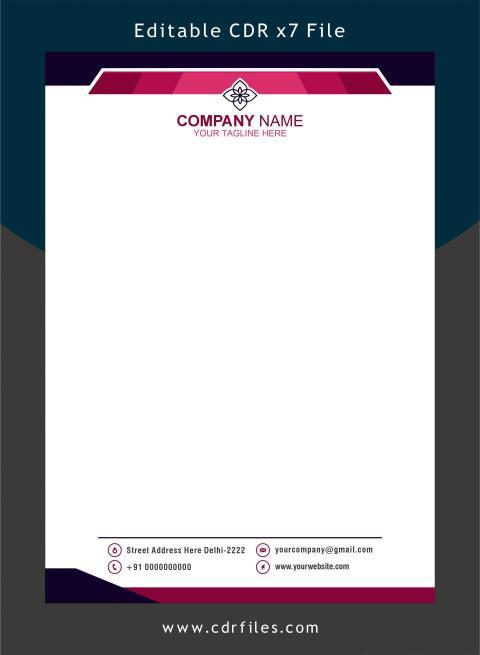 Purple Blue Letter Head A4 Letter Head CDR File